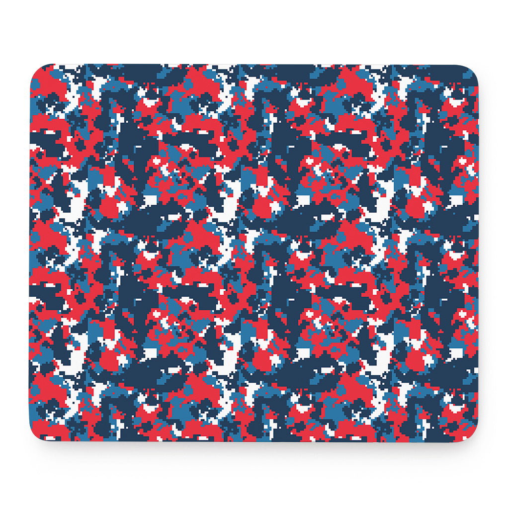 Blue Red And White Digital Camo Print Mouse Pad