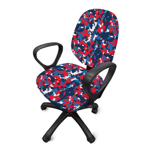 Blue Red And White Digital Camo Print Office Chair Cover