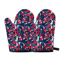 Blue Red And White Digital Camo Print Oven Mitts