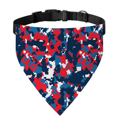 Blue Red And White Digital Camo Print Over The Collar Dog Bandana