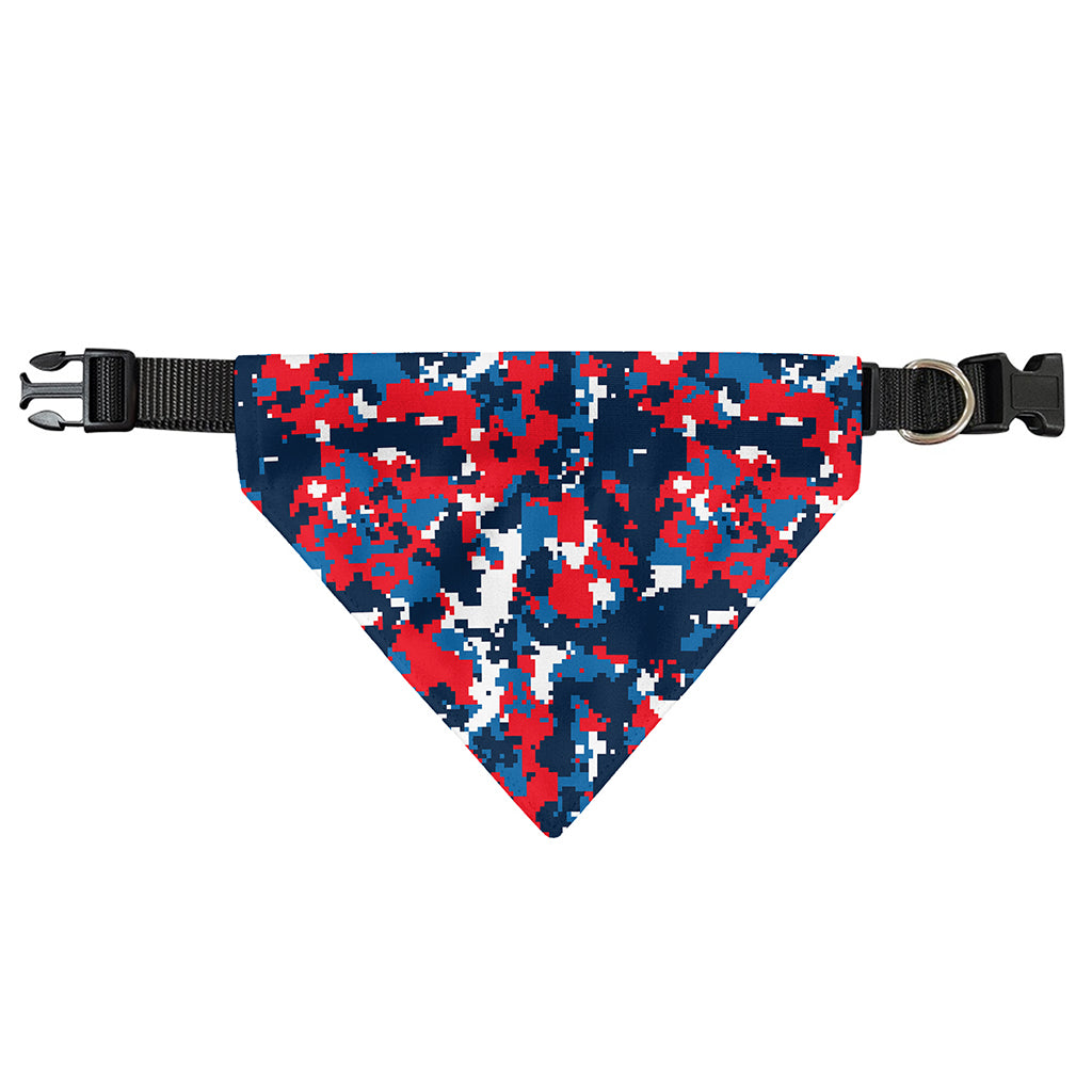 Blue Red And White Digital Camo Print Over The Collar Dog Bandana