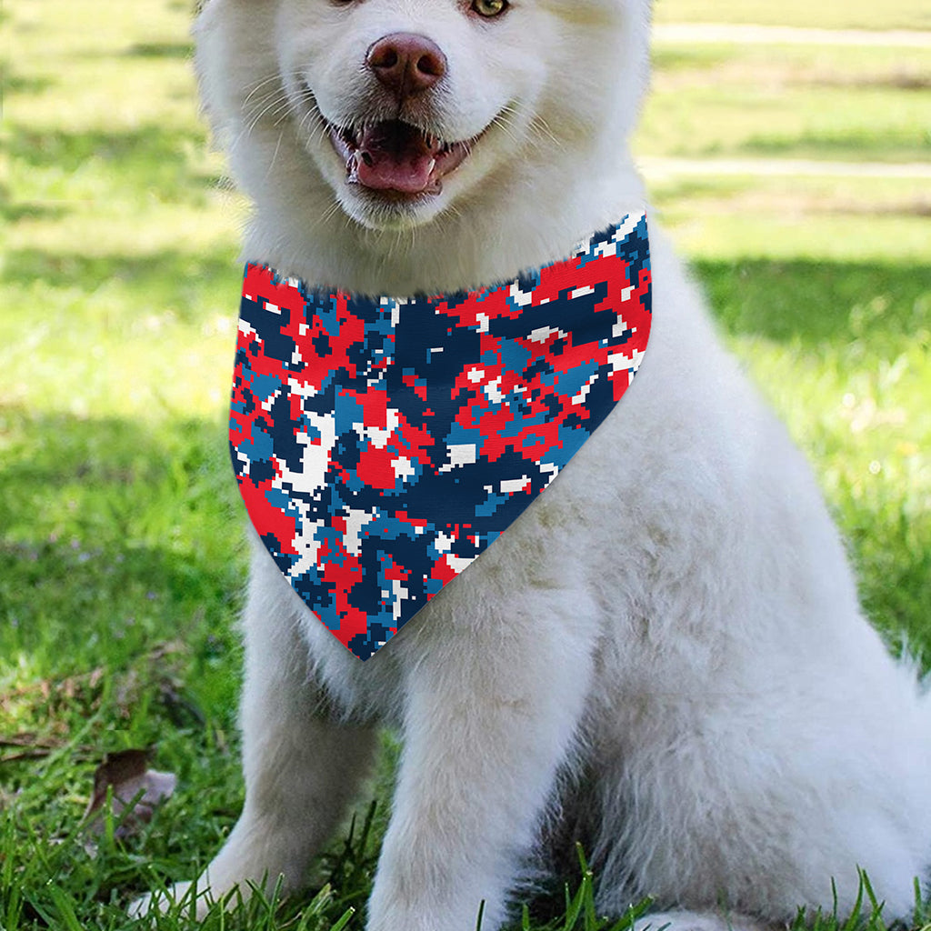 Blue Red And White Digital Camo Print Over The Collar Dog Bandana