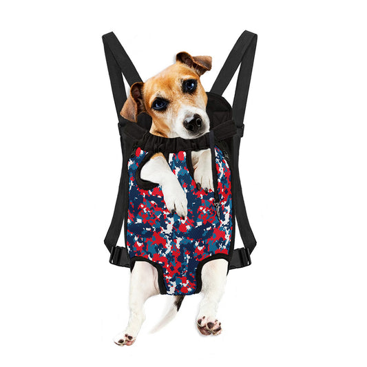 Blue Red And White Digital Camo Print Pet Carrier Backpack