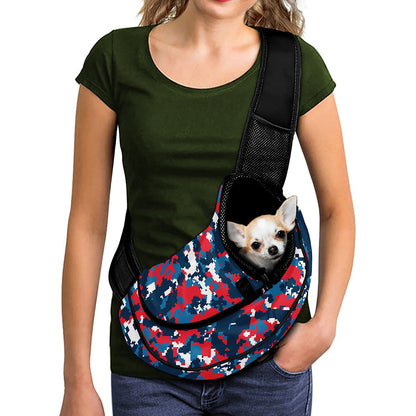 Blue Red And White Digital Camo Print Pet Sling Carrier