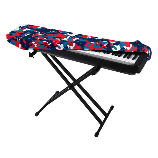 Blue Red And White Digital Camo Print Piano Keyboard Cover