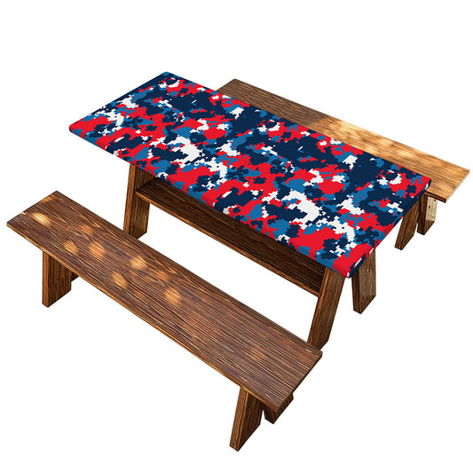 Blue Red And White Digital Camo Print Picnic Table Cover