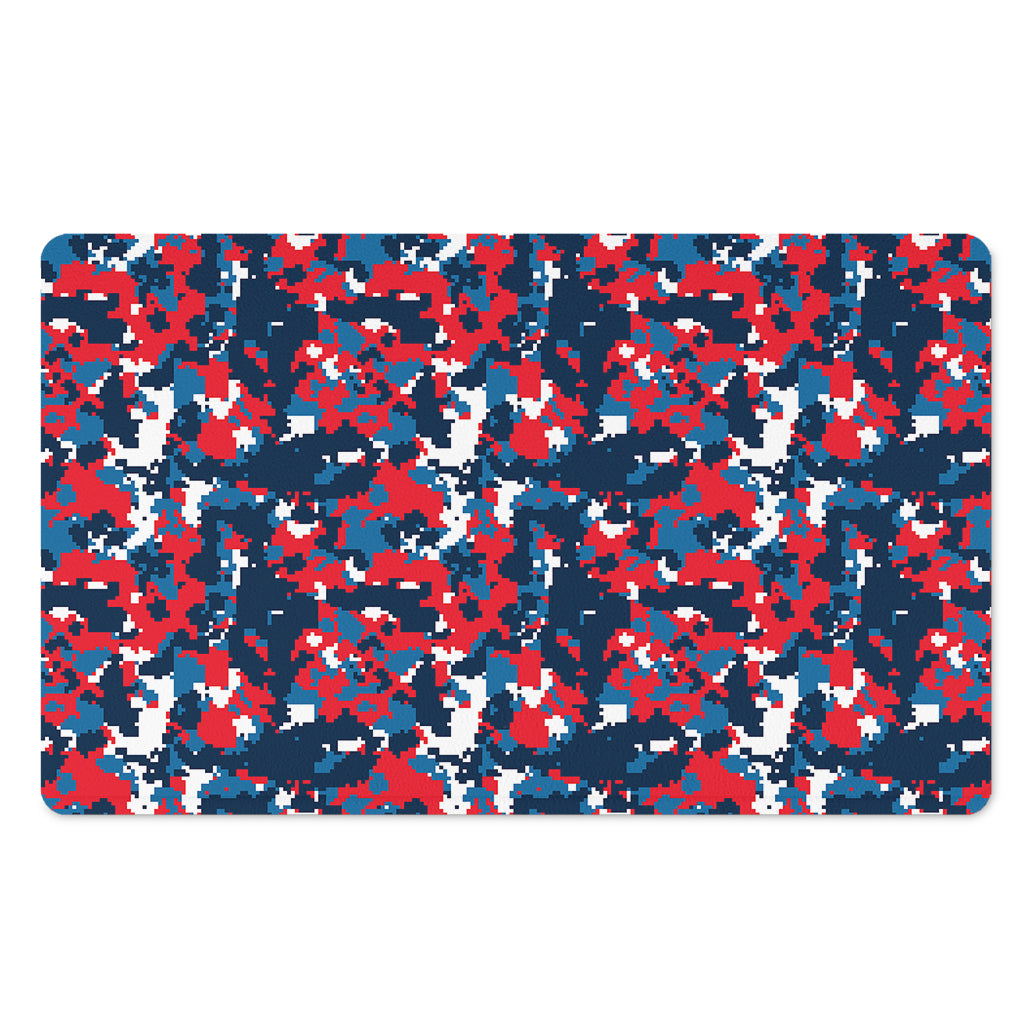 Blue Red And White Digital Camo Print Polyester Doormat