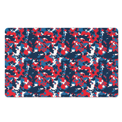 Blue Red And White Digital Camo Print Polyester Doormat