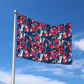 Blue Red And White Digital Camo Print Polyester Flag