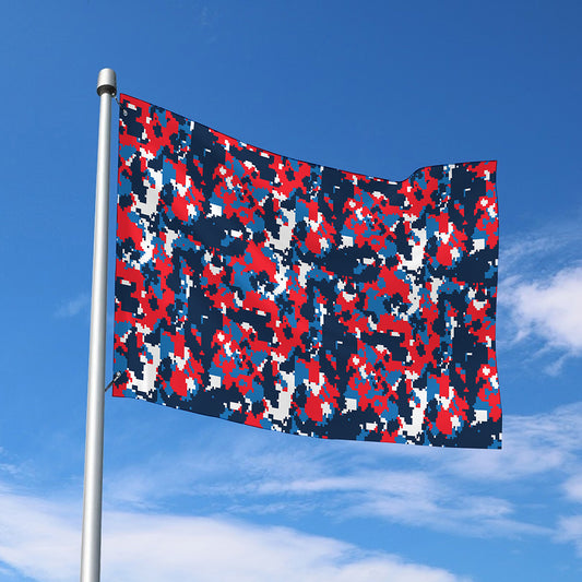Blue Red And White Digital Camo Print Polyester Flag