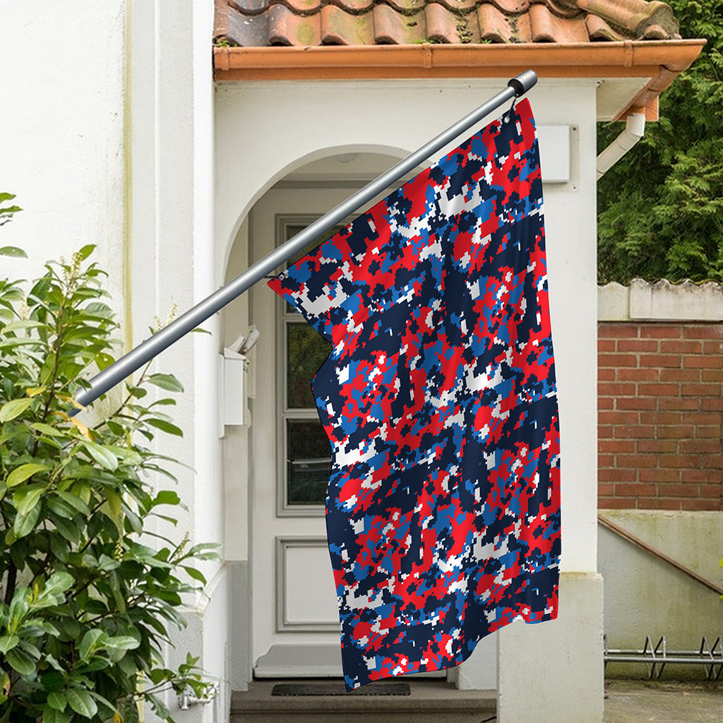 Blue Red And White Digital Camo Print Polyester Flag