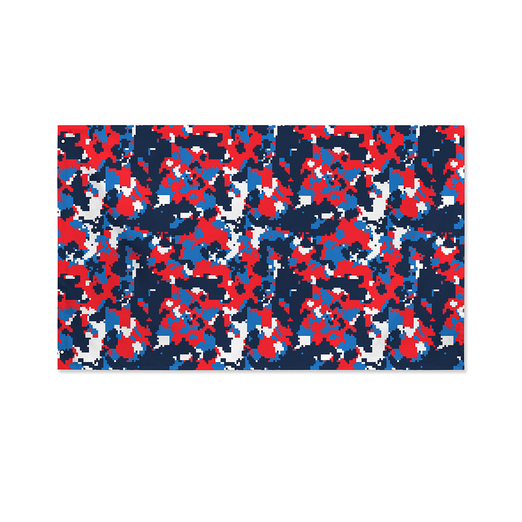 Blue Red And White Digital Camo Print Polyester Flag