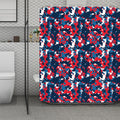 Blue Red And White Digital Camo Print Polyester Shower Curtain