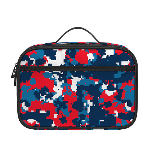 Blue Red And White Digital Camo Print Portable Lunch Bag