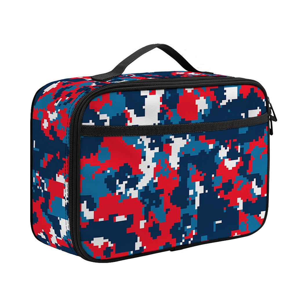 Blue Red And White Digital Camo Print Portable Lunch Bag