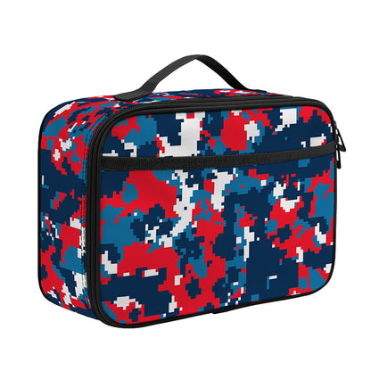 Blue Red And White Digital Camo Print Portable Lunch Bag