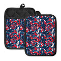 Blue Red And White Digital Camo Print Pot Holders With Pocket