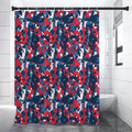 Blue Red And White Digital Camo Print Premium Shower Curtain