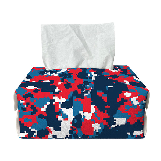 Blue Red And White Digital Camo Print Rectangle Tissue Box Cover