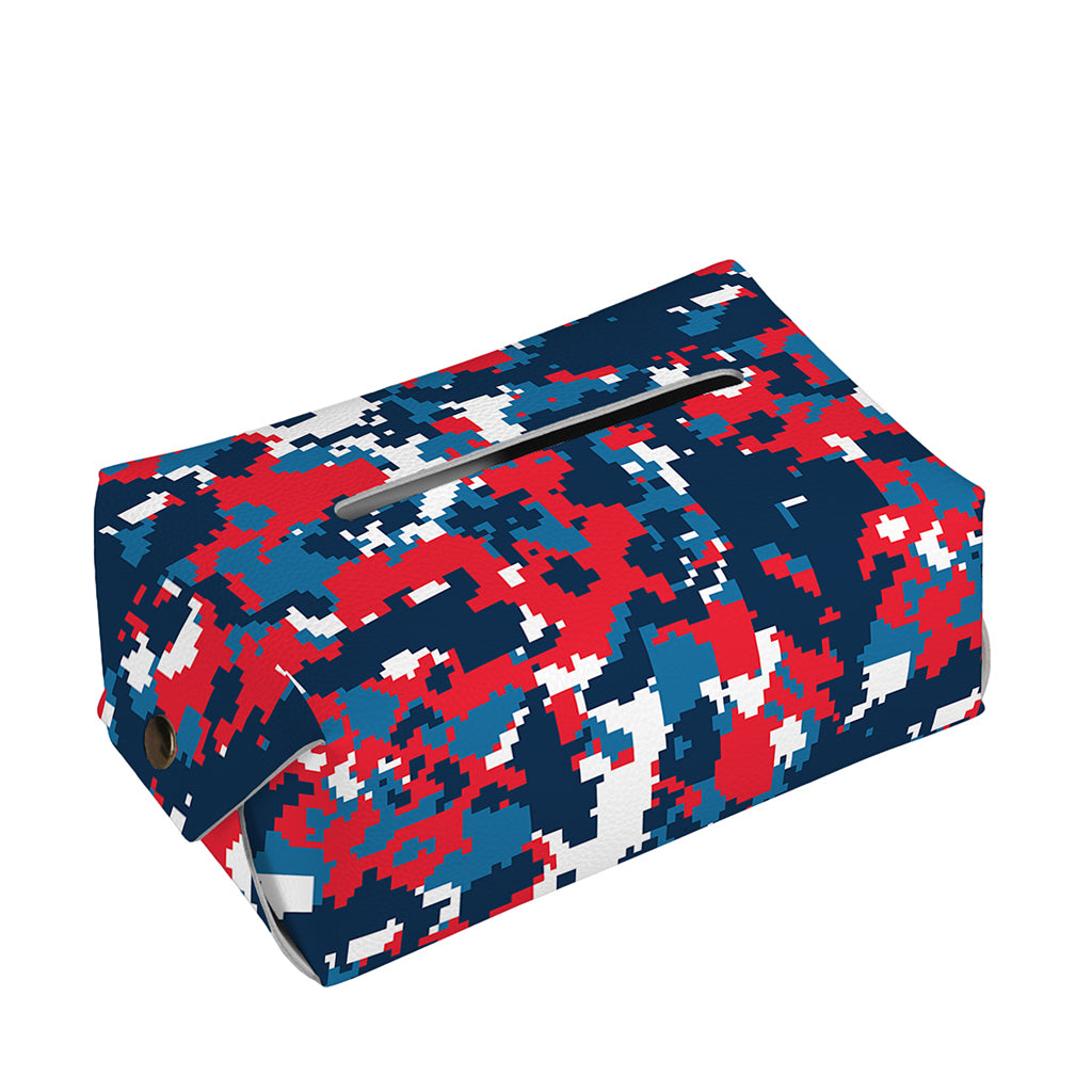 Blue Red And White Digital Camo Print Rectangle Tissue Box Cover