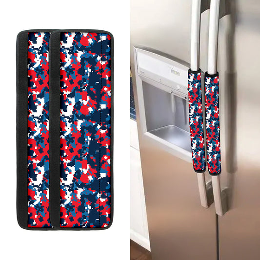 Blue Red And White Digital Camo Print Refrigerator Handle Covers