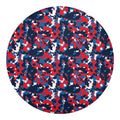 Blue Red And White Digital Camo Print Round Blanket