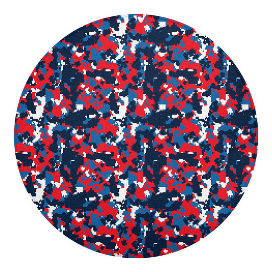 Blue Red And White Digital Camo Print Round Blanket