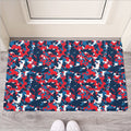 Blue Red And White Digital Camo Print Rubber Doormat