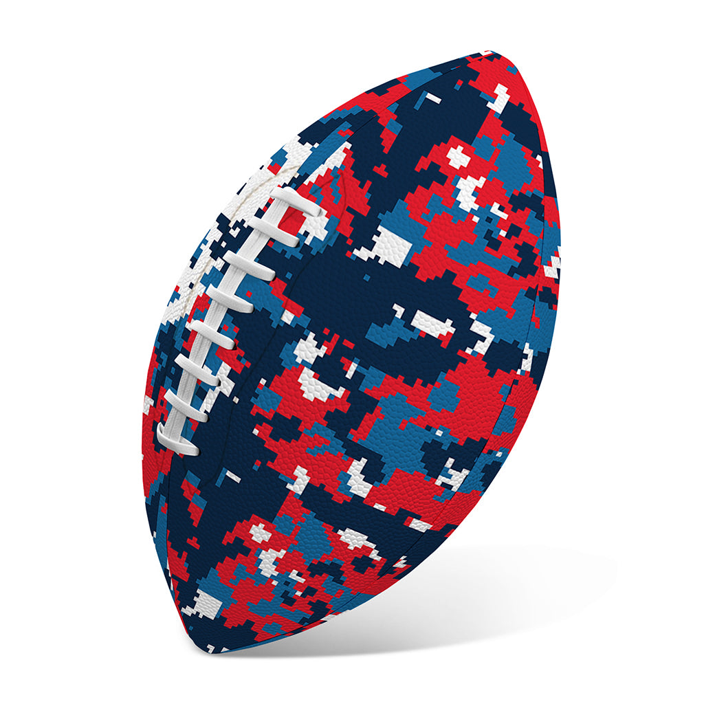 Blue Red And White Digital Camo Print Rugby Ball