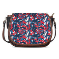 Blue Red And White Digital Camo Print Saddle Bag