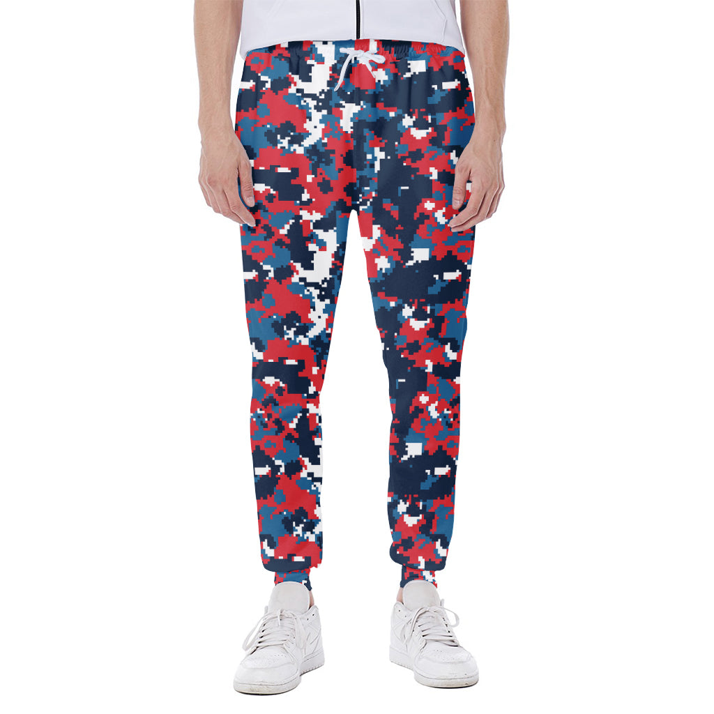 Blue Red And White Digital Camo Print Scuba Joggers