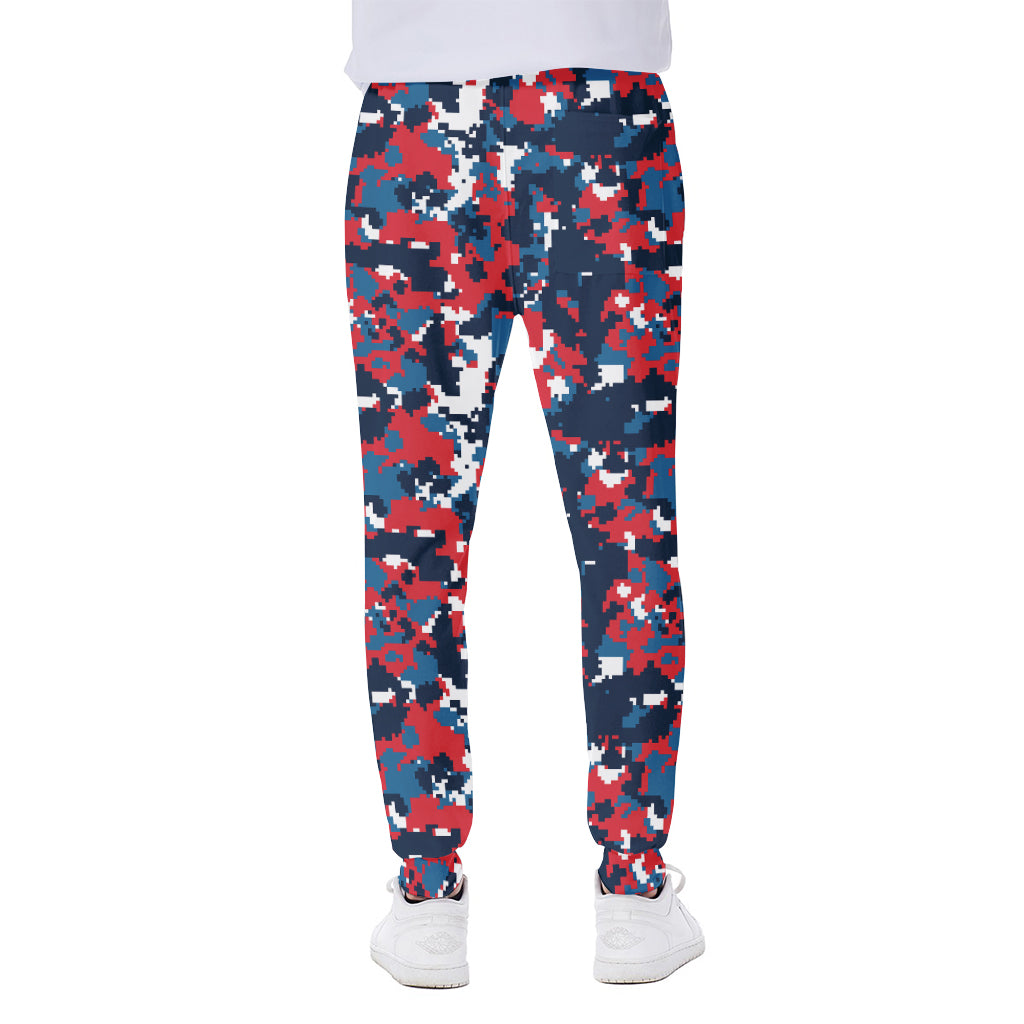 Blue Red And White Digital Camo Print Scuba Joggers