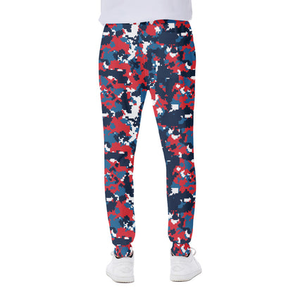 Blue Red And White Digital Camo Print Scuba Joggers