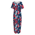 Blue Red And White Digital Camo Print Short Sleeve Long Nightdress