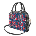 Blue Red And White Digital Camo Print Shoulder Handbag