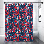Blue Red And White Digital Camo Print Shower Curtain