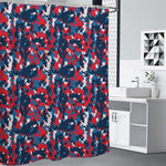 Blue Red And White Digital Camo Print Shower Curtain