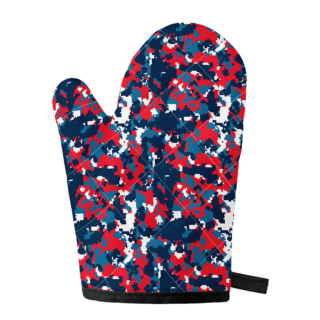 Blue Red And White Digital Camo Print Single Oven Mitt