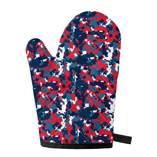 Blue Red And White Digital Camo Print Single Oven Mitt