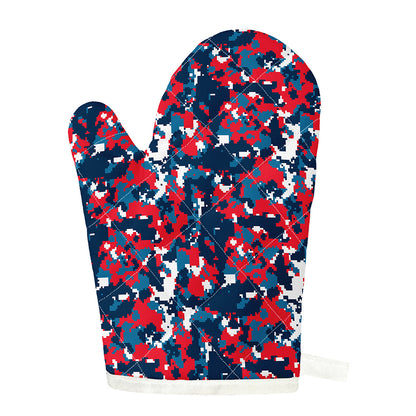 Blue Red And White Digital Camo Print Single Oven Mitt