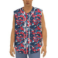 Blue Red And White Digital Camo Print Sleeveless Baseball Jersey