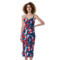 Blue Red And White Digital Camo Print Slim Fit Midi Cami Dress