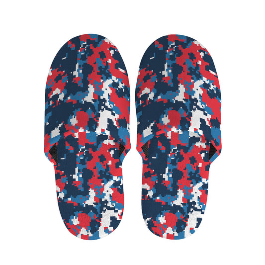 Blue Red And White Digital Camo Print Slippers
