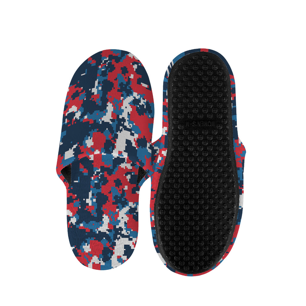 Blue Red And White Digital Camo Print Slippers