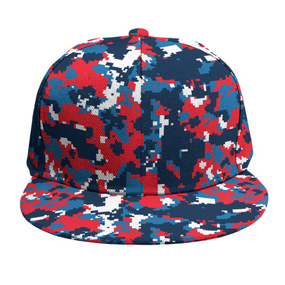 Blue Red And White Digital Camo Print Snapback Cap
