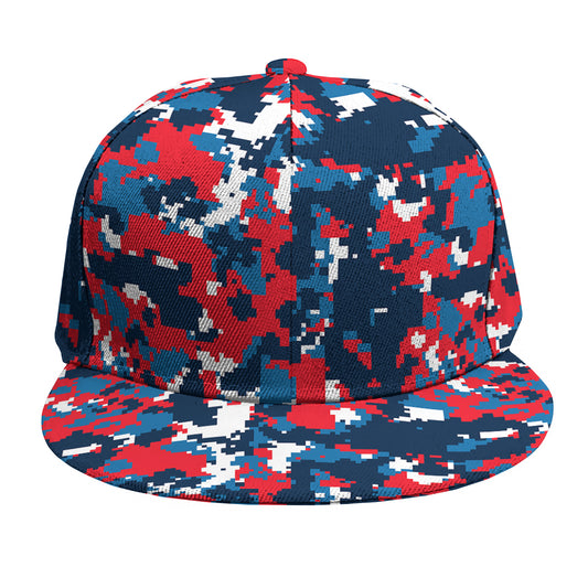 Blue Red And White Digital Camo Print Snapback Cap