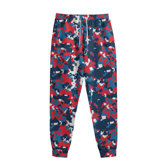 Blue Red And White Digital Camo Print Sweatpants