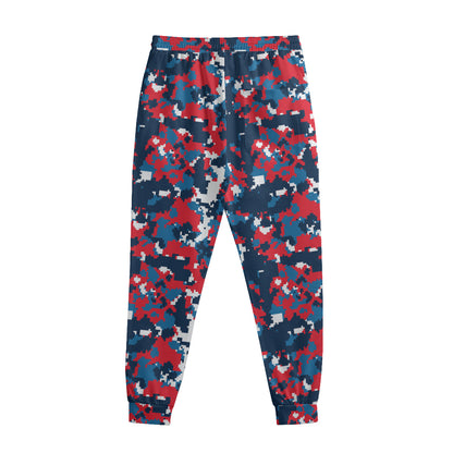 Blue Red And White Digital Camo Print Sweatpants