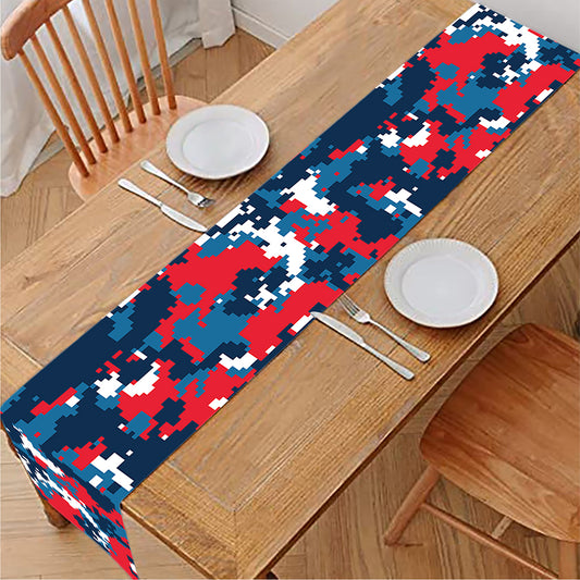 Blue Red And White Digital Camo Print Table Runner