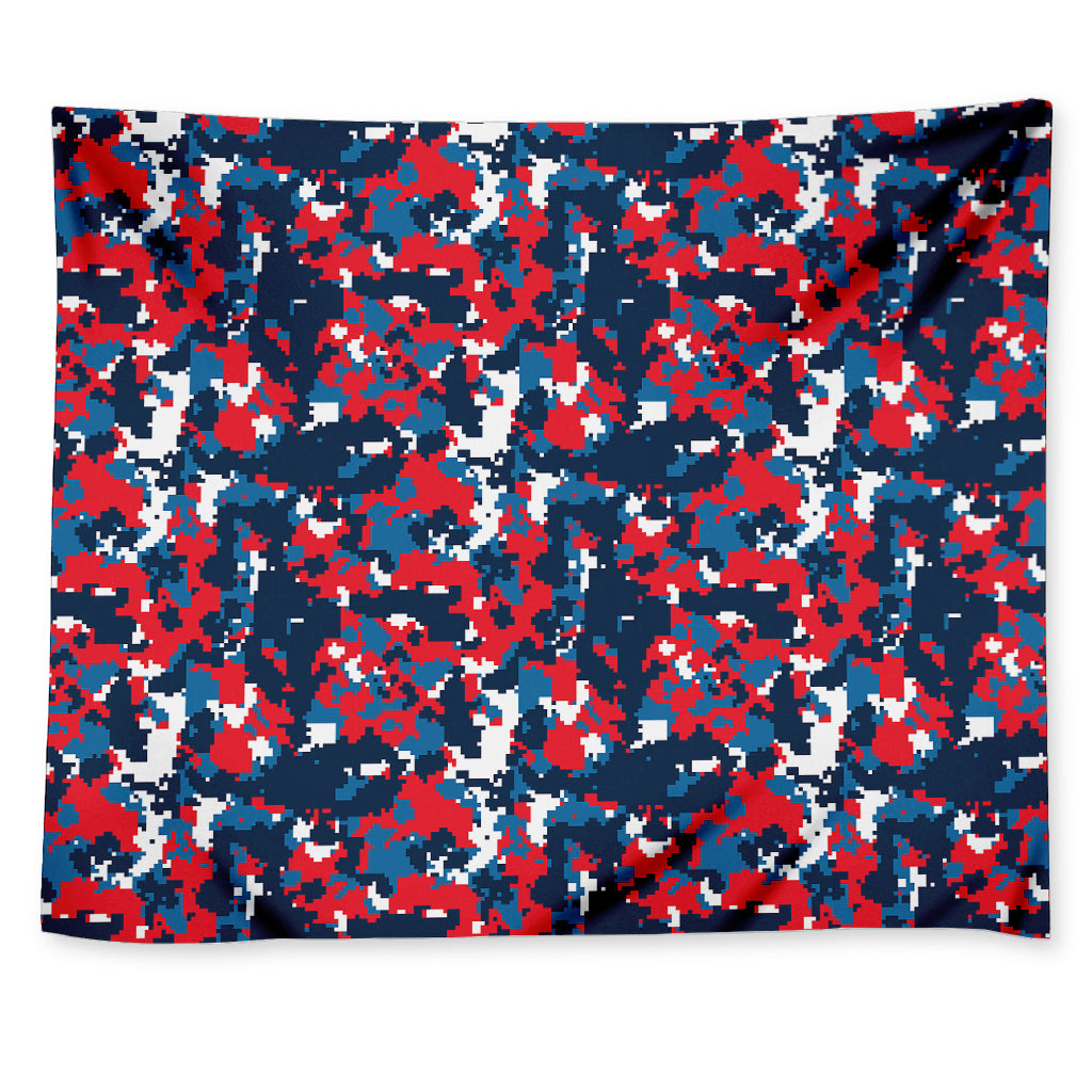 Blue Red And White Digital Camo Print Tapestry